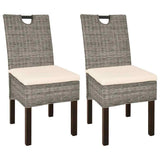 Vidaxl eetkamerstoel kubu 2 stuks rattan mangohout