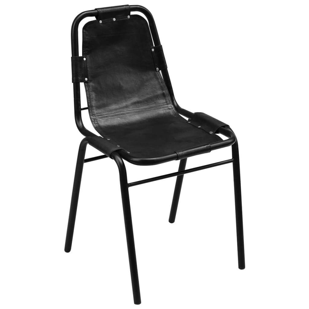 Vidaxl eetkamerstoelen 2 st echt leer zwart