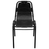 Vidaxl eetkamerstoelen 2 st echt leer zwart
