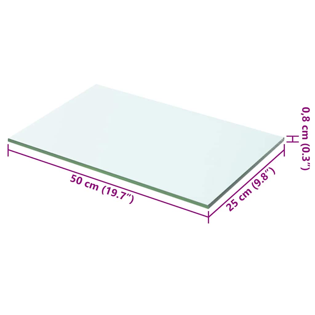 Vidaxl wandschap transparant 50x25 cm glas