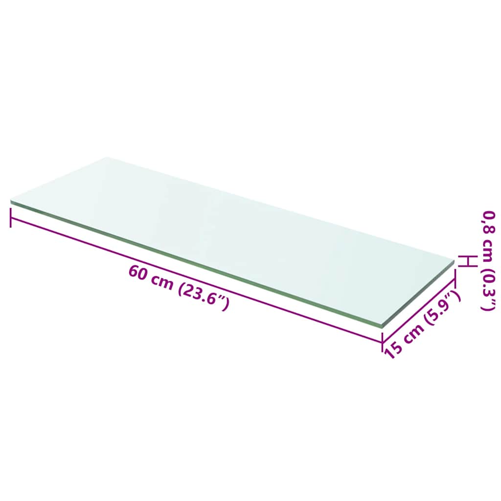 Vidaxl wandschap transparant 60x15 cm glas