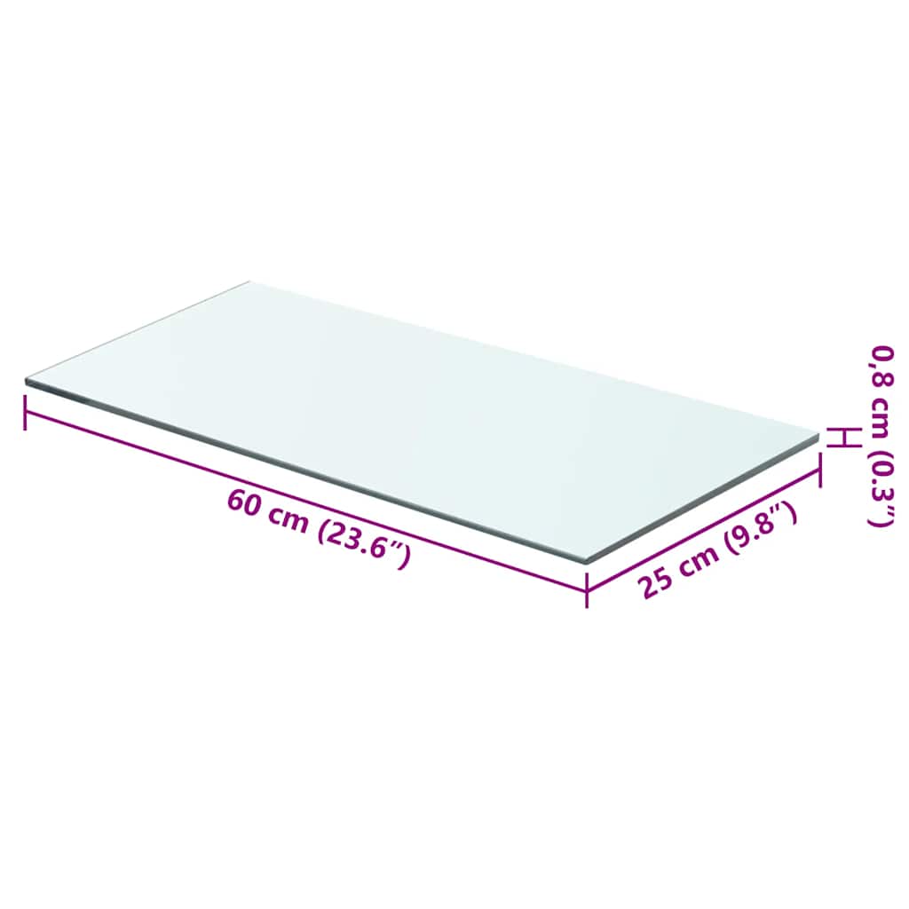 Vidaxl wandschap transparant 60x25 cm glas