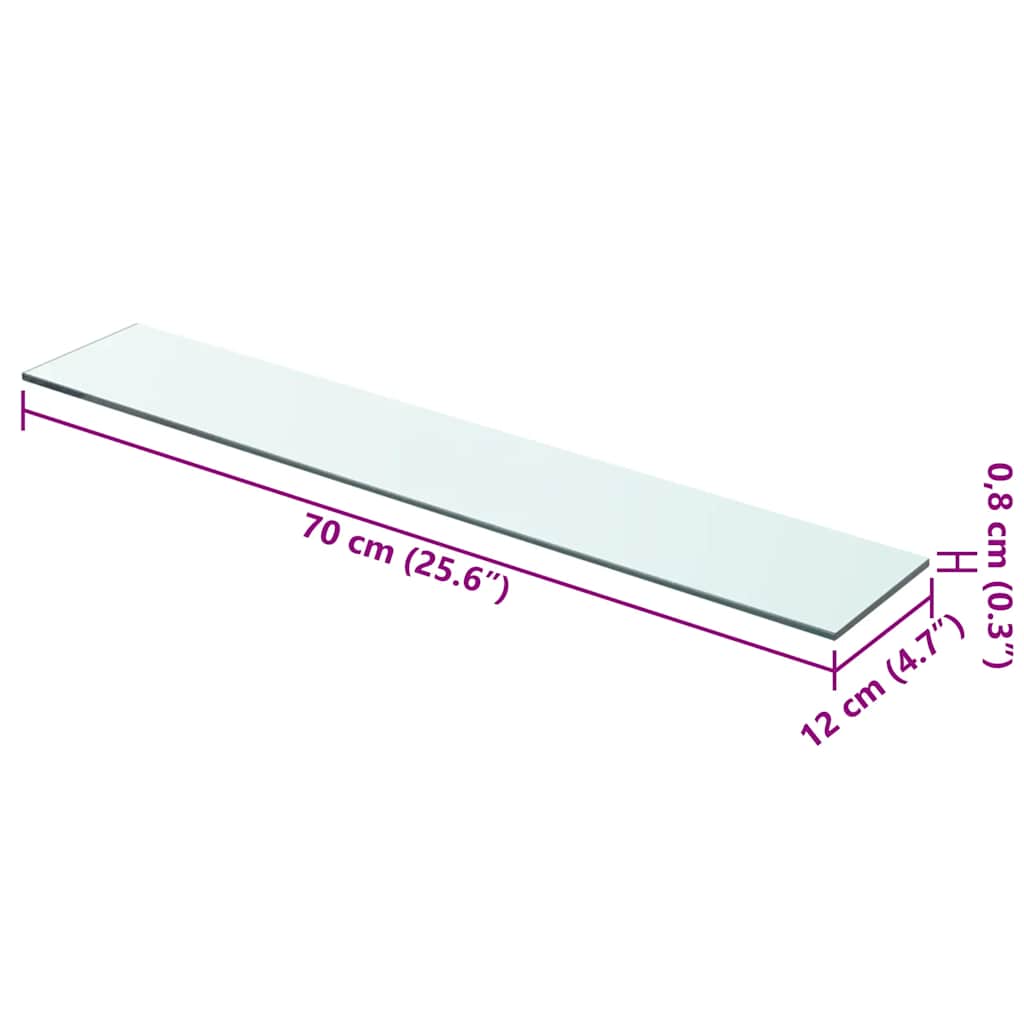 Vidaxl wandschap transparant 70x12 cm glas