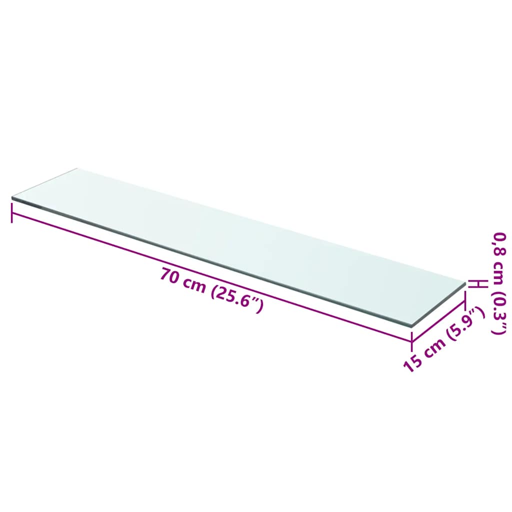 Vidaxl wandschap transparant 70x15 cm glas