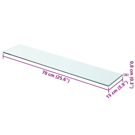 Vidaxl wandschap transparant 70x15 cm glas
