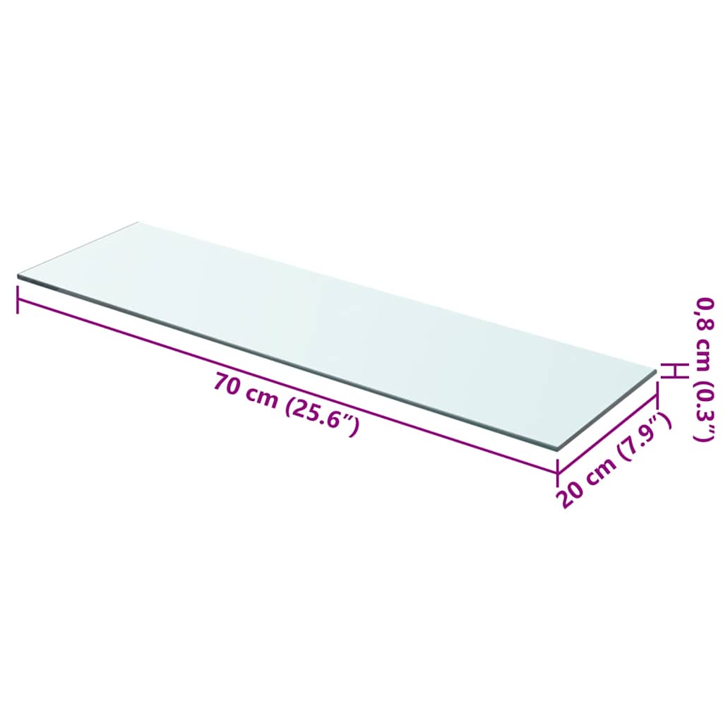 Vidaxl wandschap transparant 70x20 cm glas