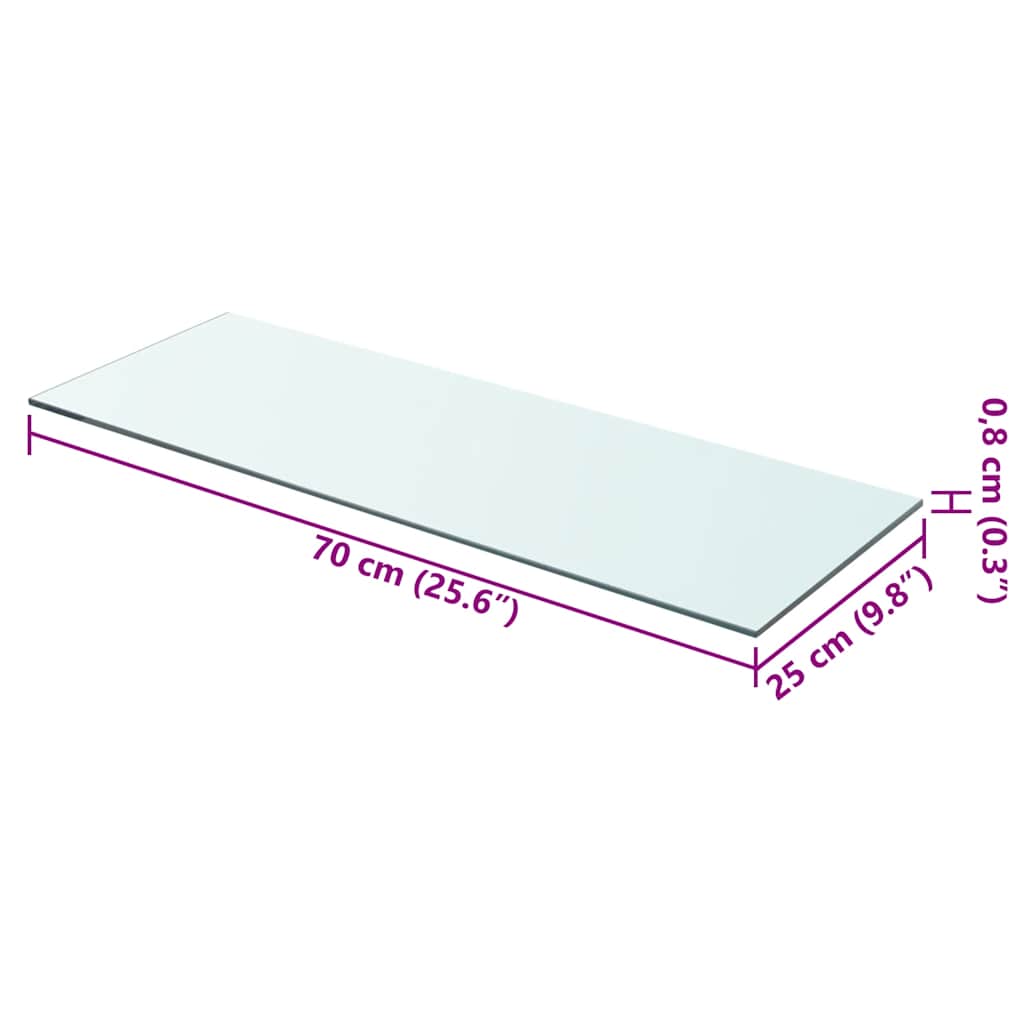 Vidaxl wandschap transparant 70x25 cm glas