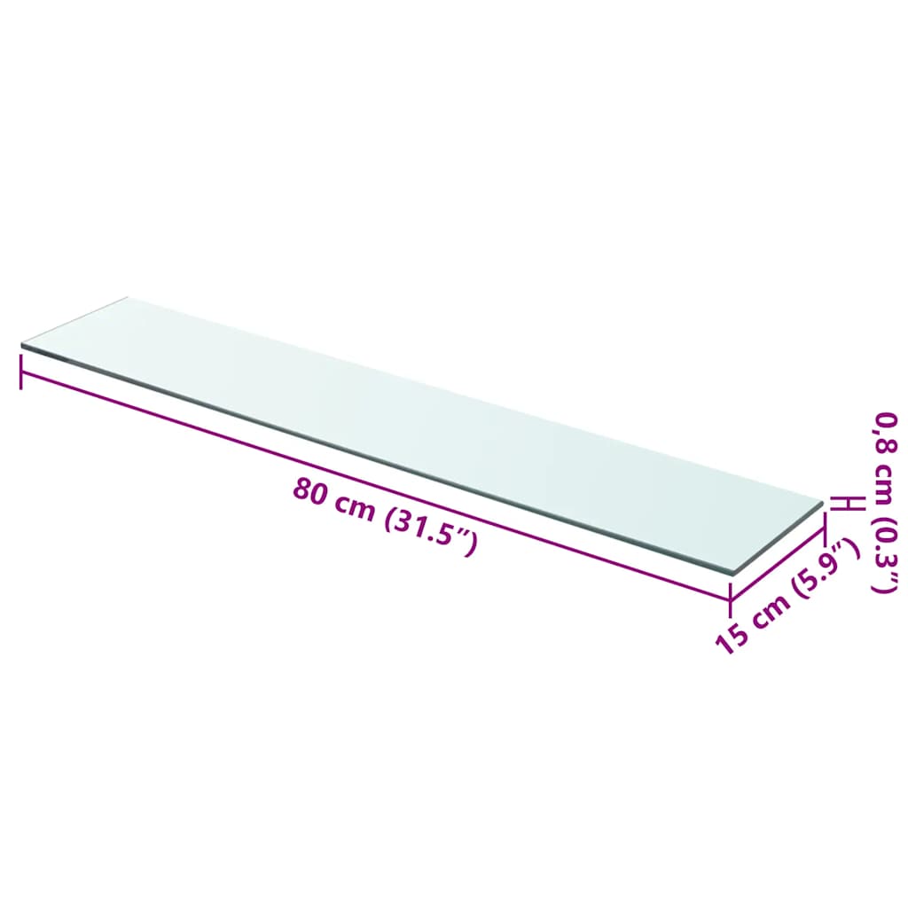 Vidaxl wandschap transparant 80x15 cm glas