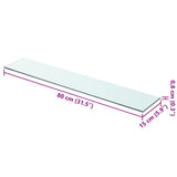 Vidaxl wandschap transparant 80x15 cm glas