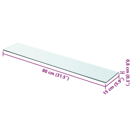Vidaxl wandschap transparant 80x15 cm glas