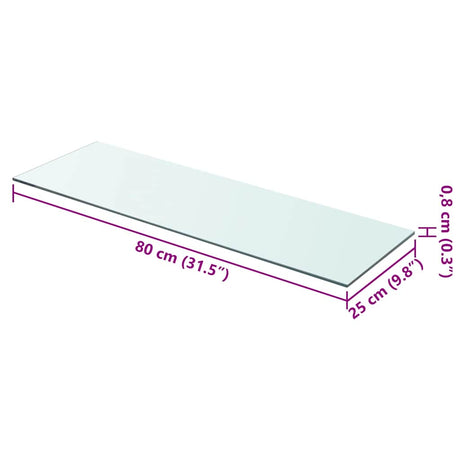 Vidaxl wandschap transparant 80x25 cm glas