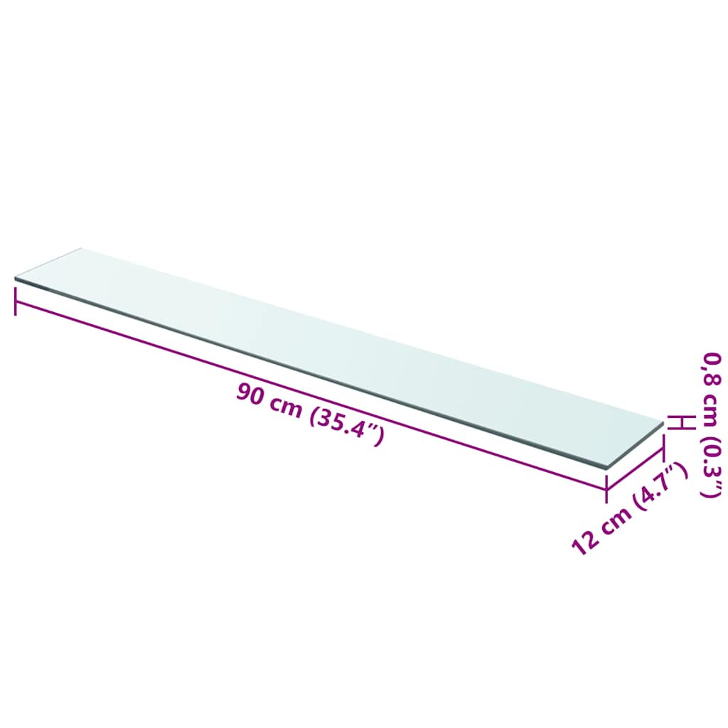 Vidaxl wandschap transparant 90x12 cm glas
