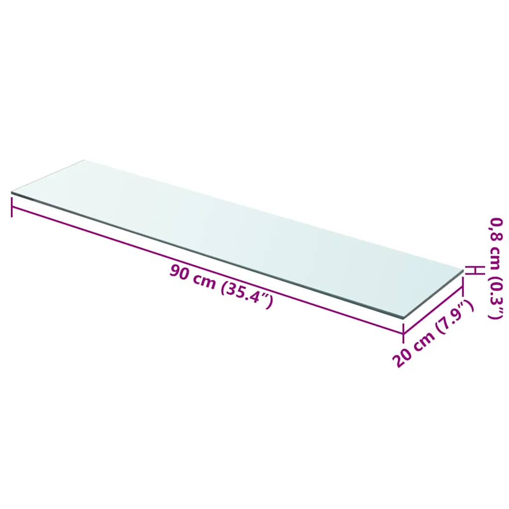 Vidaxl wandschap transparant 90x20 cm glas