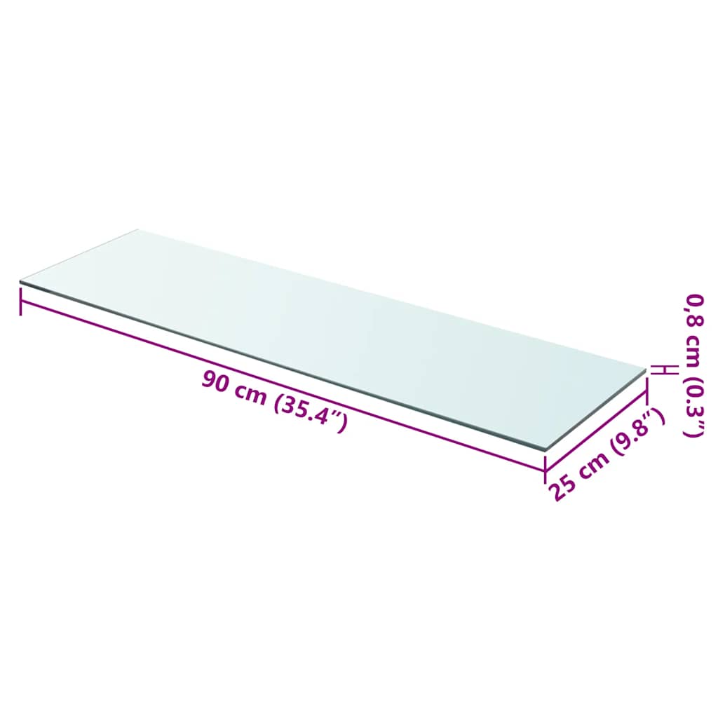 Vidaxl wandschap transparant 90x25 cm glas