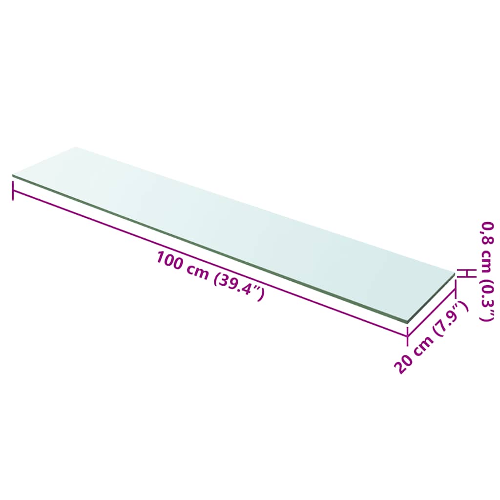 Vidaxl wandschap transparant 100x20 cm glas