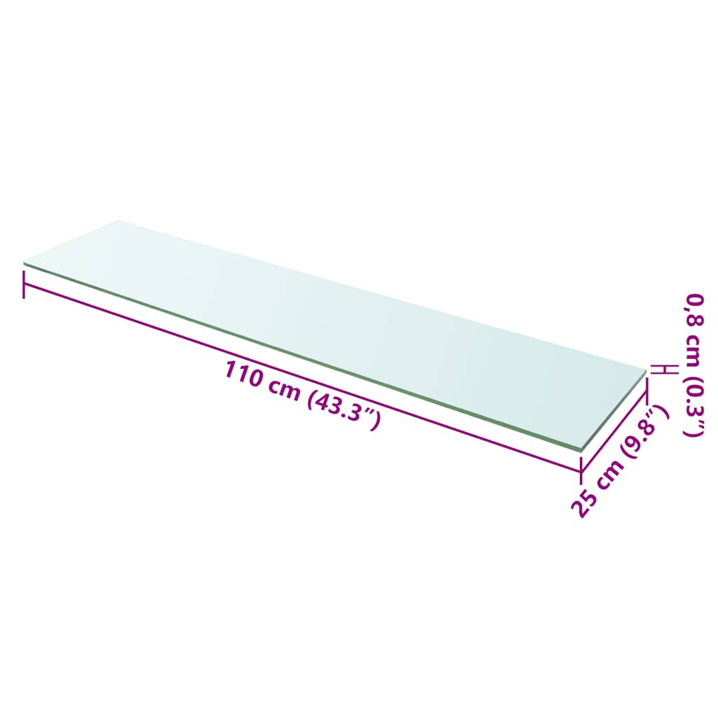 Vidaxl wandschap transparant 110x25 cm glas