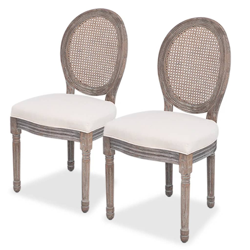 Vidaxl eetkamerstoelen 2 st stof crèmekleurig