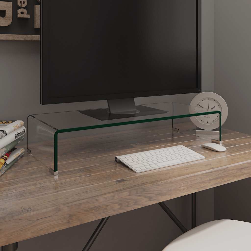 Vidaxl tv-meubel monitorverhoger transparant 70x30x13 cm glas