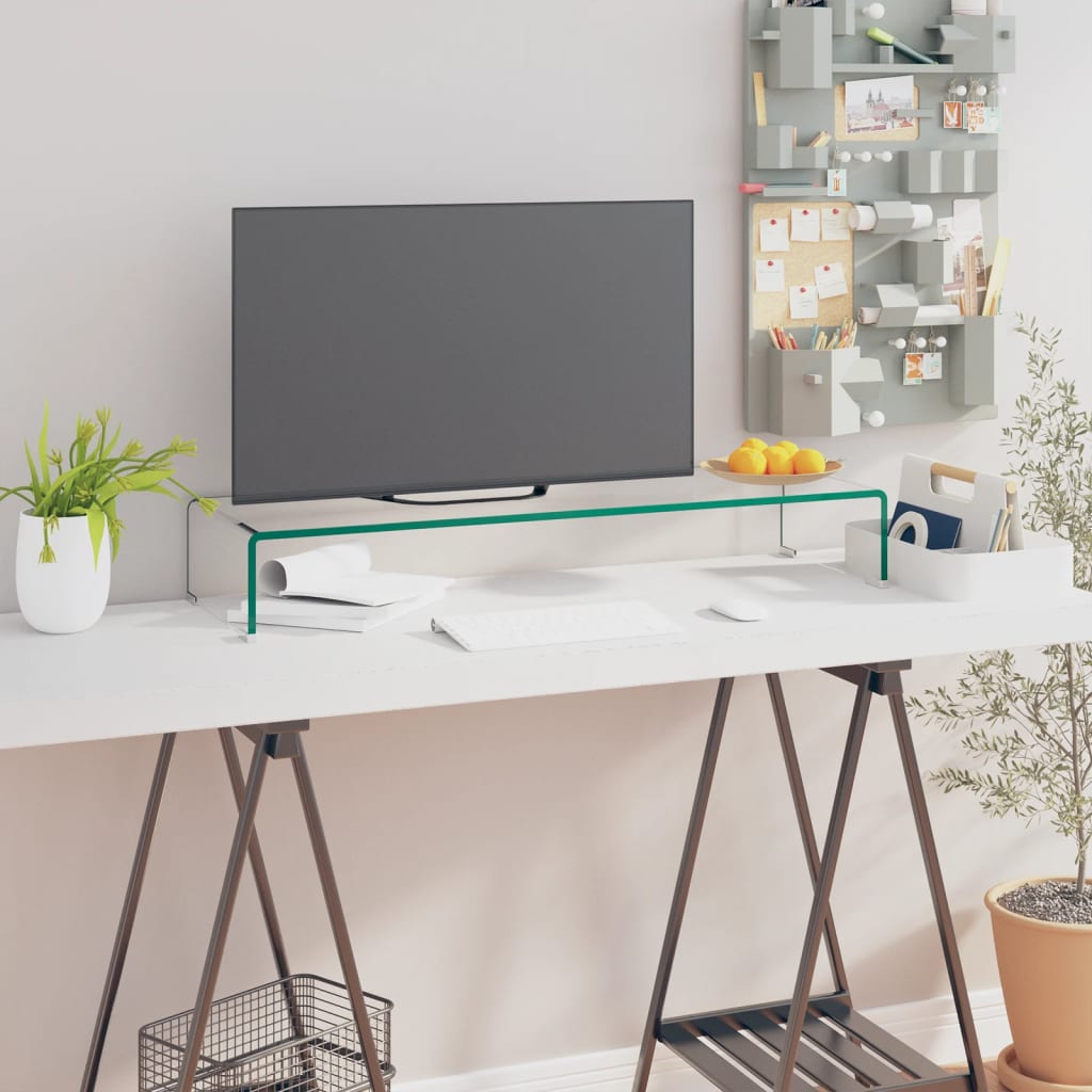 Vidaxl tv-meubel monitorverhoger transparant 90x30x13 cm glas