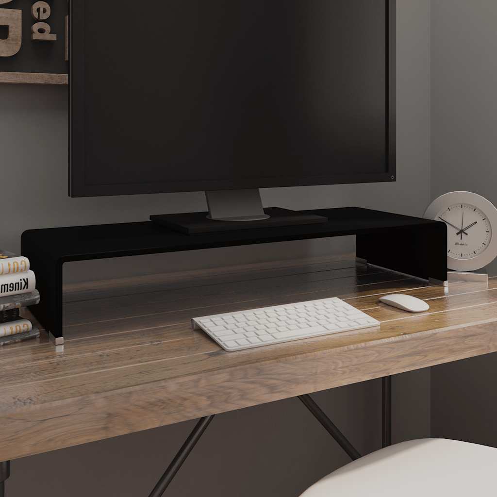 Vidaxl tv-meubel monitorverhoger zwart 80x30x13 cm glas