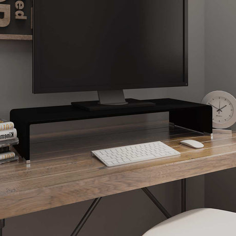 Vidaxl tv-meubel monitorverhoger zwart 80x30x13 cm glas