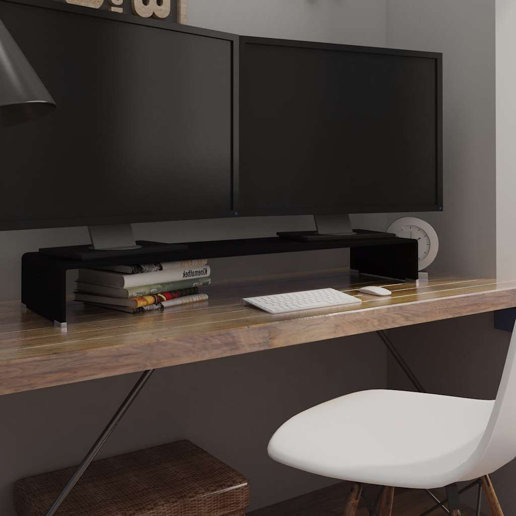 Vidaxl tv-meubel monitorverhoger zwart 110x30x13 cm glas
