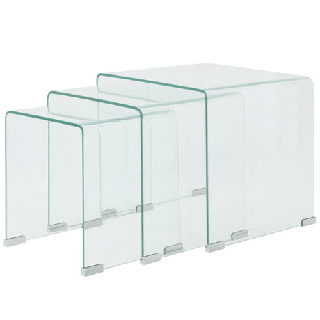 Vidaxl bijzettafel set 3-dlg transparant gehard glas