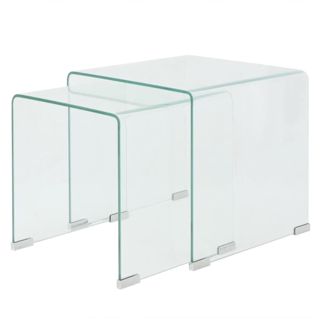 Vidaxl bijzettafel set 2-dlg transparant gehard glas