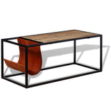 Vidaxl salontafel met echt lederen tijdschriftenhouder 110x50x45 cm