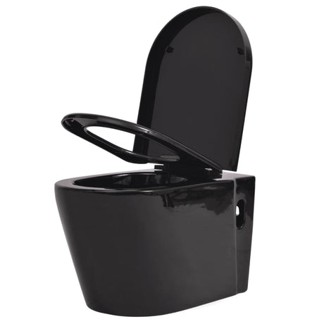 Vidaxl hängende Toilettenkeramik schwarz