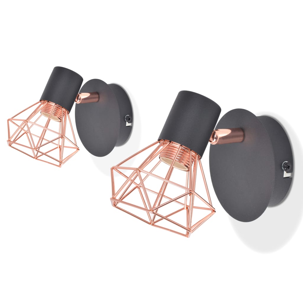 Nástěnná lampa Vidaxl E14 Black and Copper 2 STS