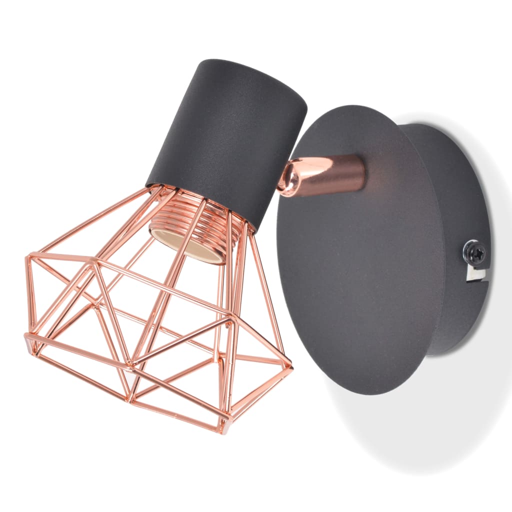 Vidaxl Wall Lamp E14 Black and Copper 2 STS