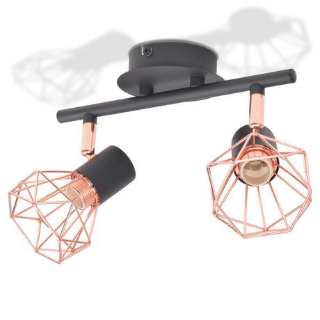 Vidaxl Deckenlampe mit 2 Scheinwerfern E14 Schwarz und Kupfer