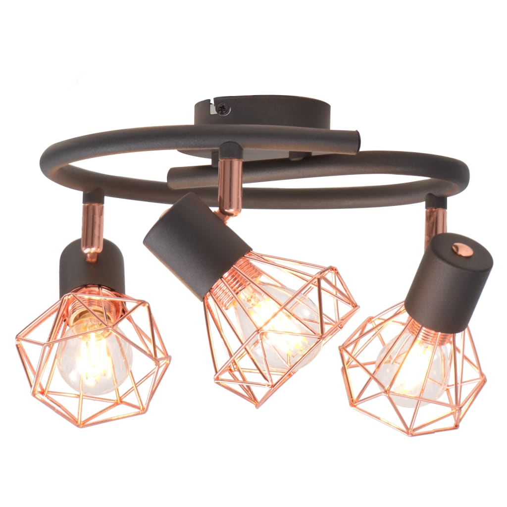 Vidaxl ceiling lamp with 3 spotlights E14 black and copper -colored