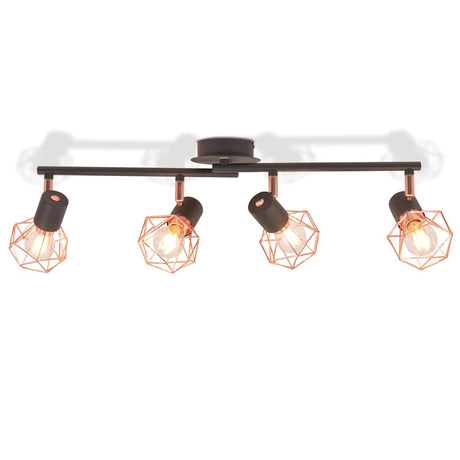 Vidaxl Deckenlampe mit 4 Scheinwerfern E14 Schwarz und Kupfer