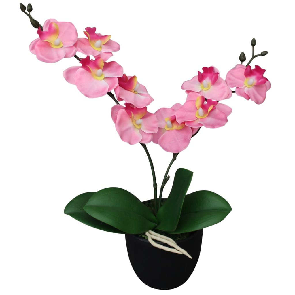 Vidaxl Orchidée de la plante artificielle avec pot 30 cm rose