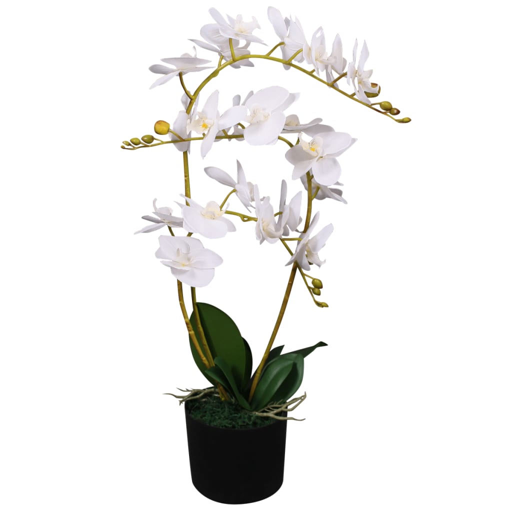 Vidaxl kënschtlech Planzung Orchid mat Pot 65 cm wäiss