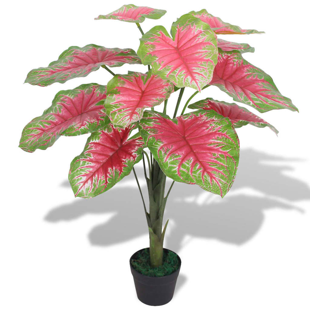 Vidaxl Caladium di piante artificiali con pentola verde 85 cm e rosso