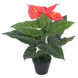 Vidaxl Art Anthurium rastlina z loncem 45 cm rdeče in rumeno