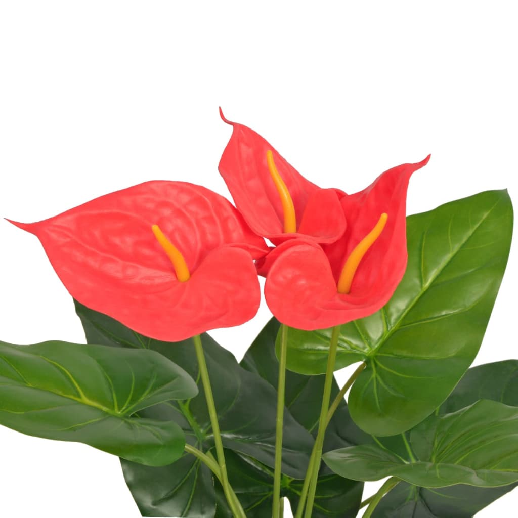 Vidaxl Art Anthurium rastlina z loncem 45 cm rdeče in rumeno