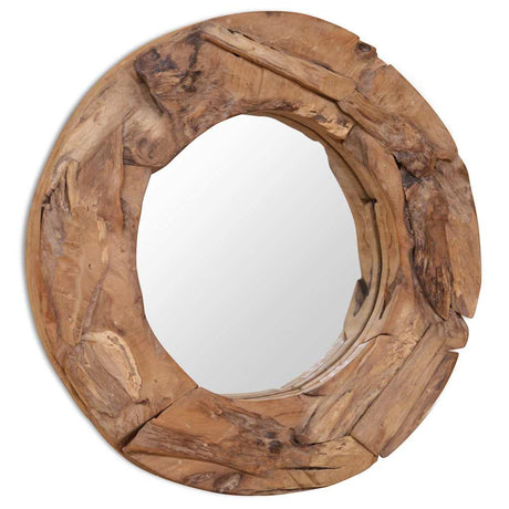 Vidaxx Dekospiegel rund 60 cm Teakholz