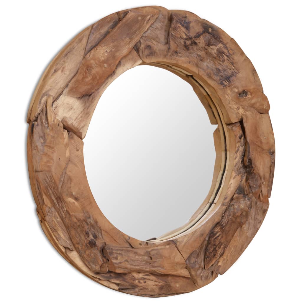 Vidaxl Decorative mirror around 80 cm teak wood