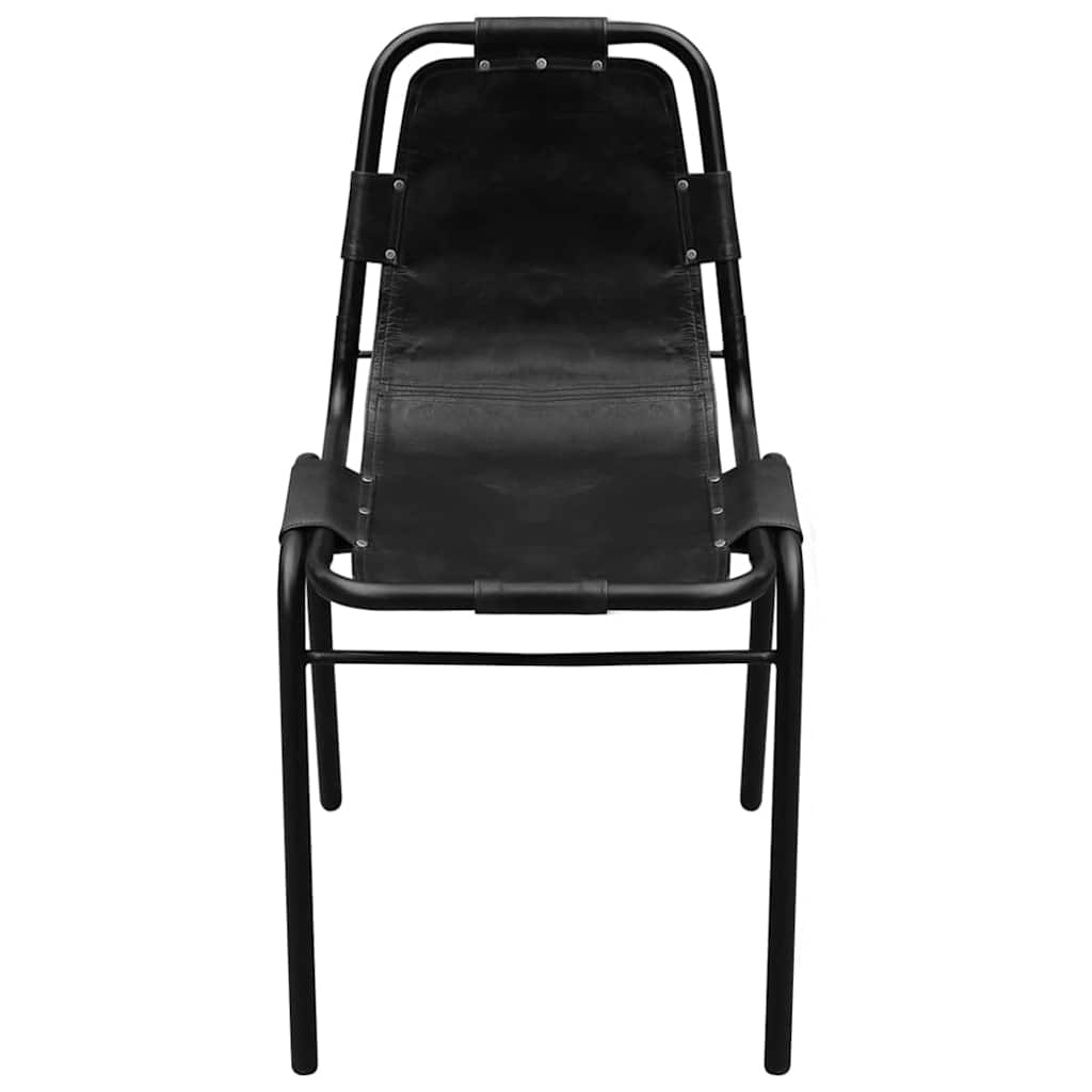 Vidaxl eetkamerstoelen 4 st echt leer zwart