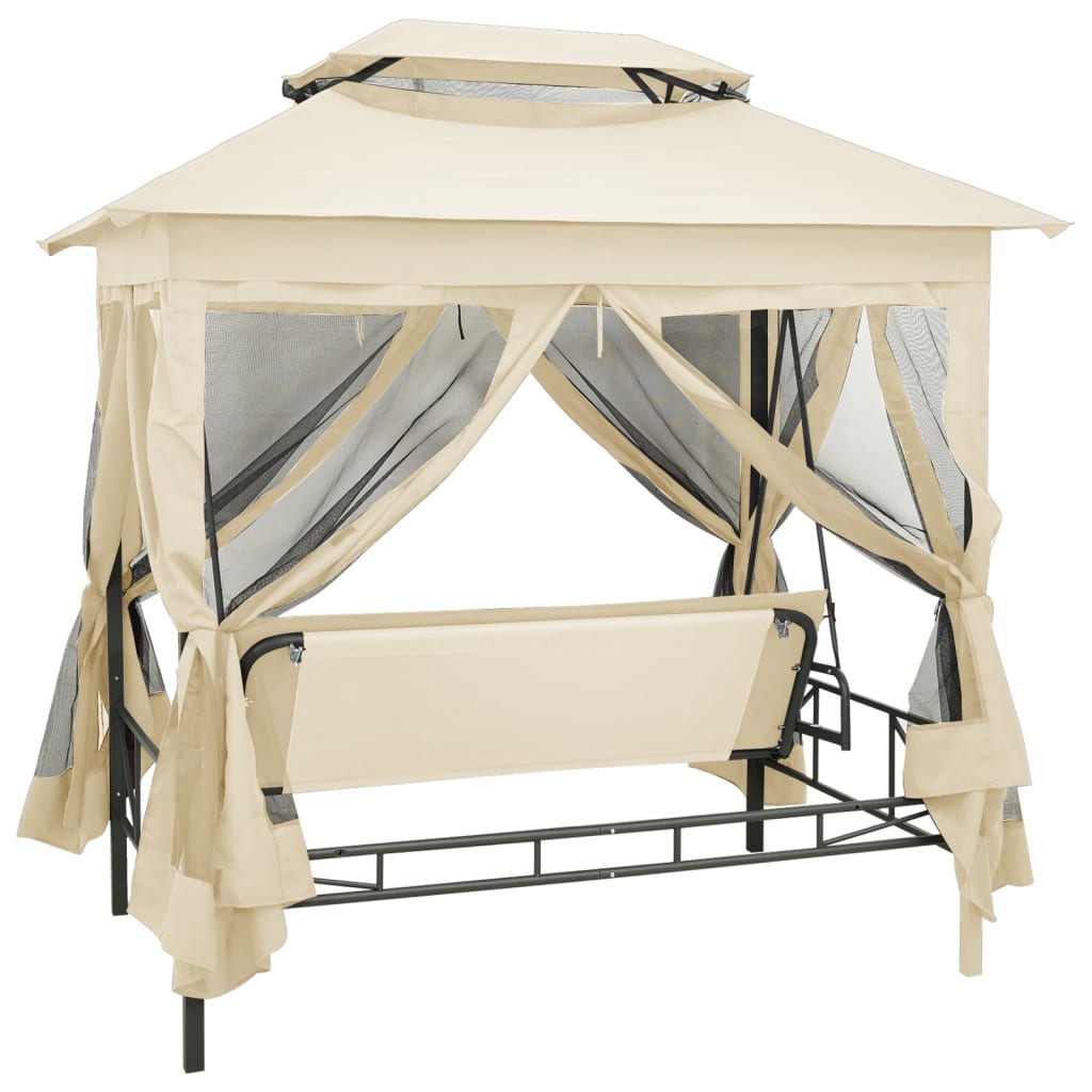 Vidaxl Swing Bench med Arbor cabriolet Cream White