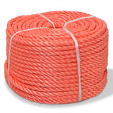 VidaXL Seil gedreht 10 mm 100 m Polypropylen Orange