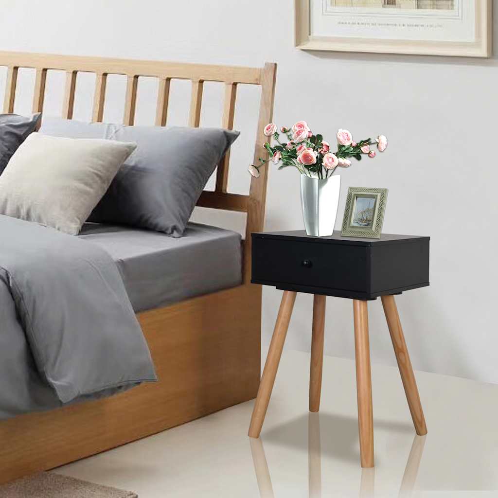Vidaxl nachtkastjes 2 st 40x30x61 cm massief grenenhout zwart