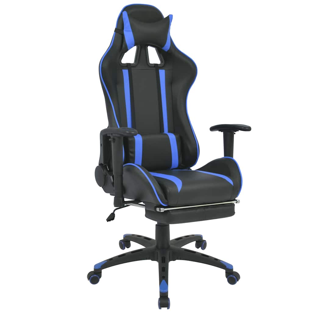 Vidaxl bureau- gamestoel verstelbaar met voetensteun blauw