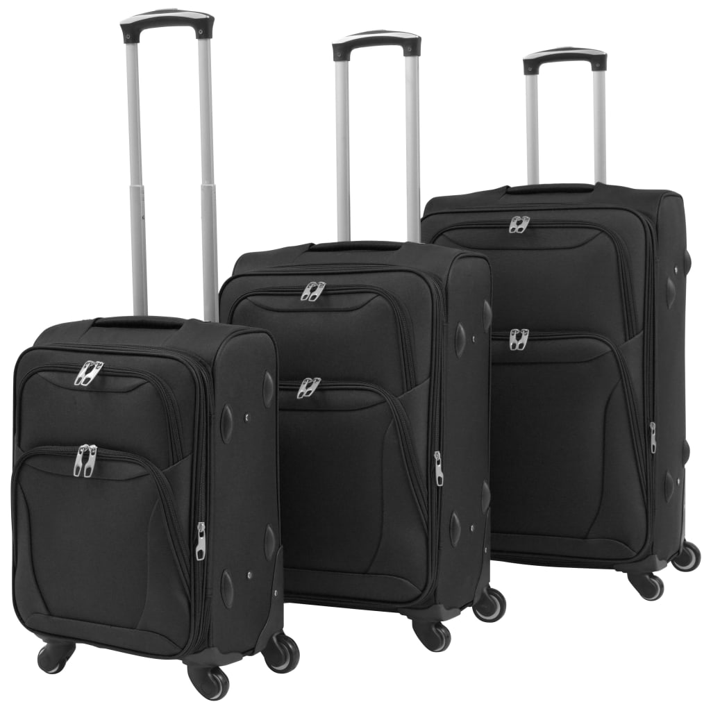 Vidaxl trolleyset noir 3 pièces