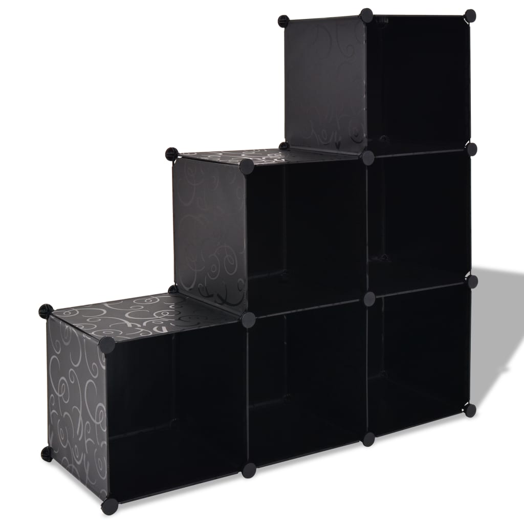 Vidaxl Storage furniture with 6 compartments Black