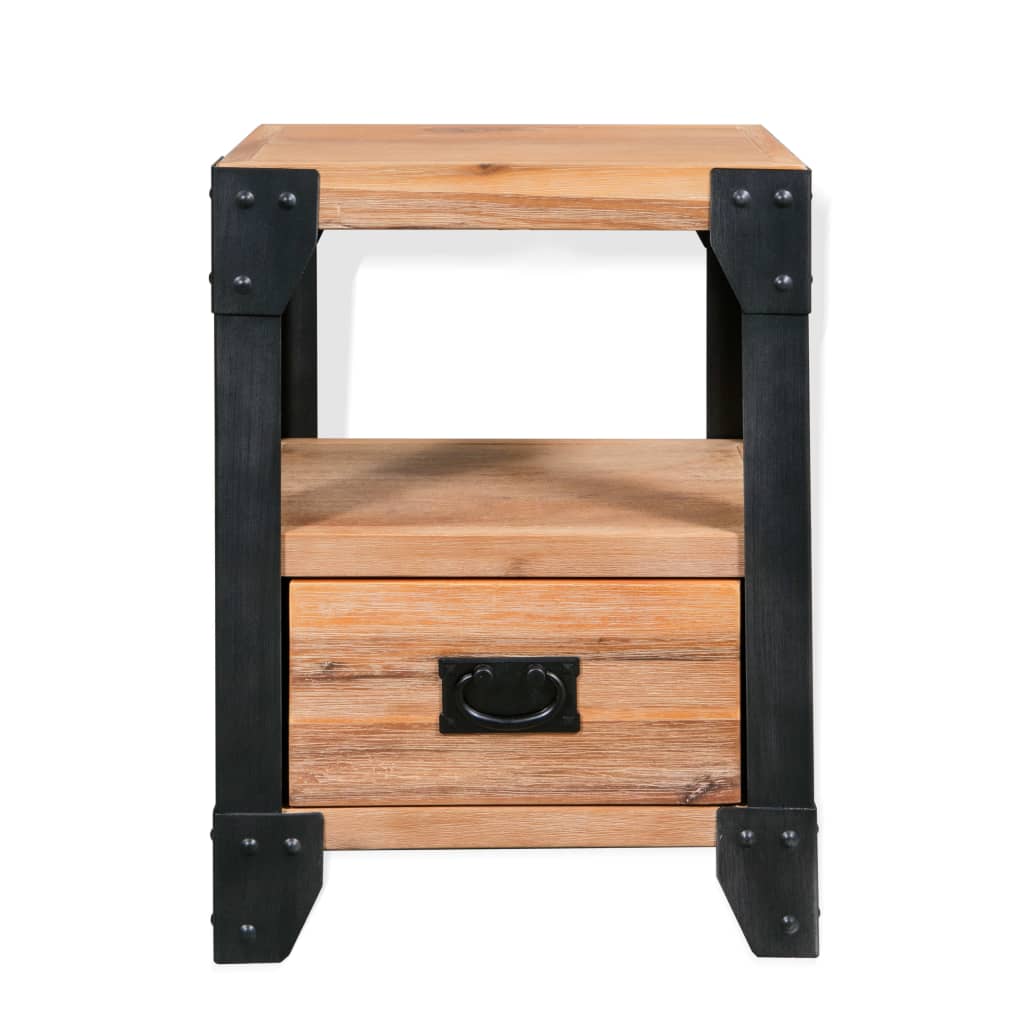 Vidaxl nachtkastje 40x30x54 cm massief acaciahout staal